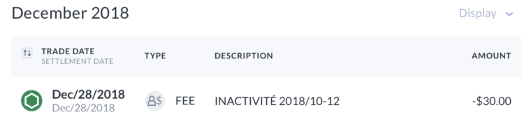 Questrade vs Disnat -- Inactivity Fee