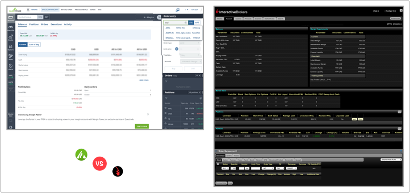 Questrade vs Interactive Brokers Screenshot