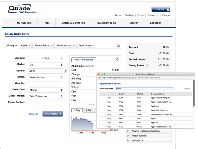 Questrade vs Qtrade Trading App Screenshot #1