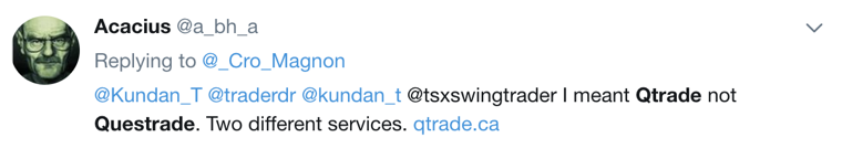 Questrade vs Qtrade Twitter #1