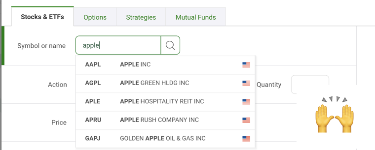 Questrade vs TD Webbroker Trading App Screenshot