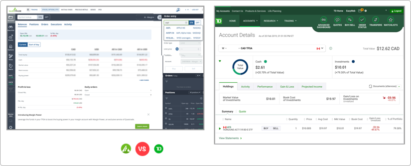 Questrade vs TD Webbroker Trading App Screenshot 1
