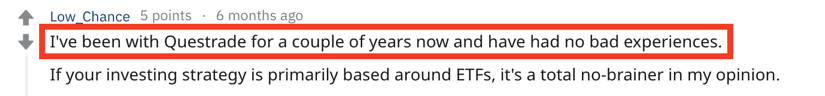 Questrade reddit been with questrade few years