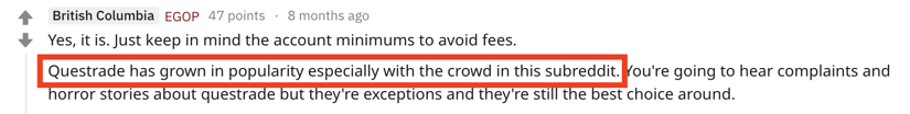 Questrade reddit best choice around