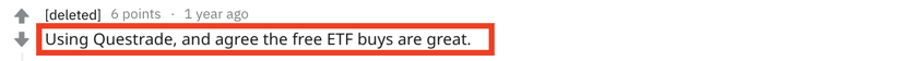 Questrade reddit using free etfs