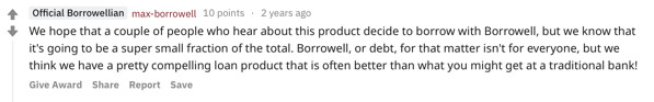 Borrowell explaination business model