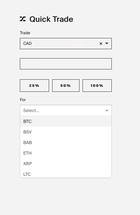 Quick Trade with Coinsquare